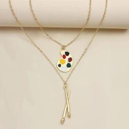 A 2pcs Drawing Palette Charm Necklace