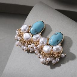 Turquoise and Pearl Opulence Earrings