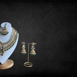 Victorian Emerald  double layered necklace set. 
